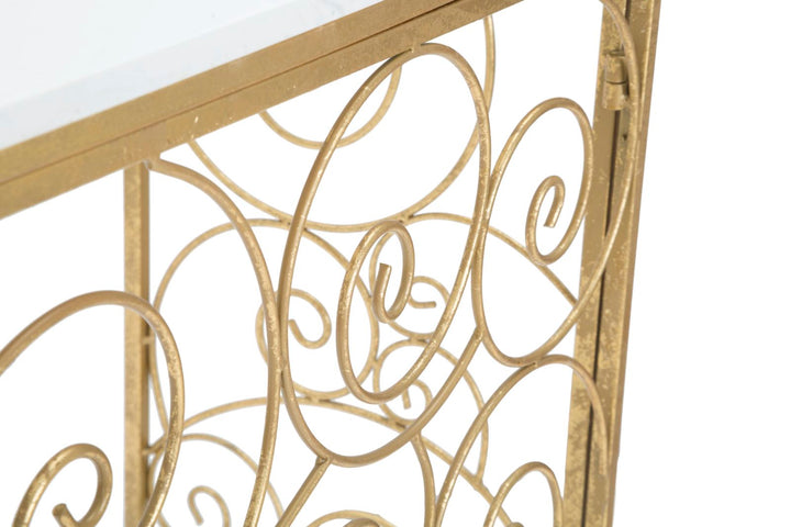 Glam konsolbord i jern og marmor – 140x36x82 cm