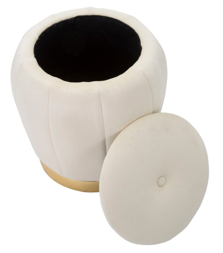 Glam opbevaringspuf i fyrretræ og polyester – 43x43 cm