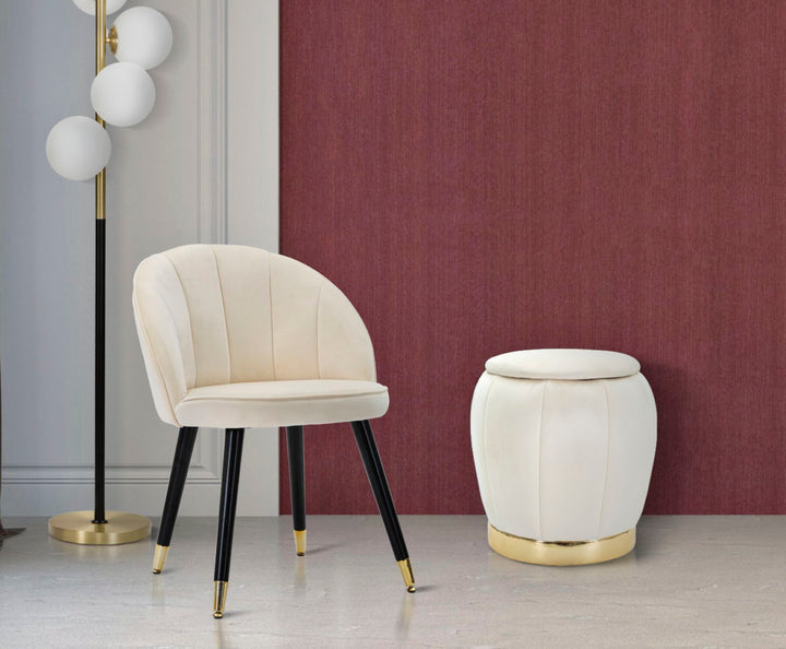 Glam opbevaringspuf i fyrretræ og polyester – 43x43 cm