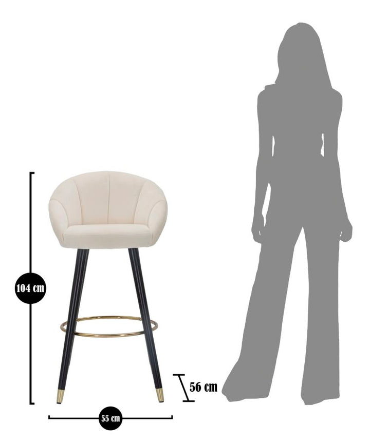 Glam barstol i cremefarve, træ – 55x56x104 cm