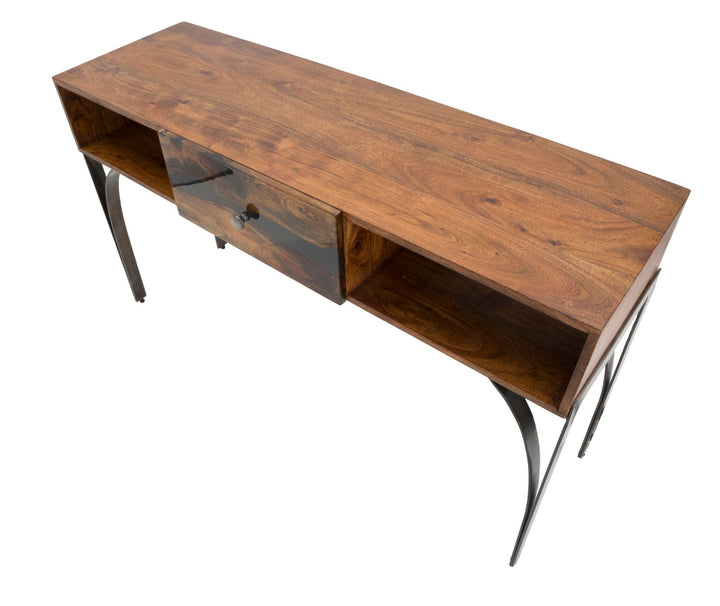 Konsolbord i akacietræ og metal – 130x40x80 cm