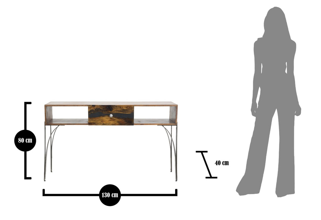 Konsolbord i akacietræ og metal – 130x40x80 cm