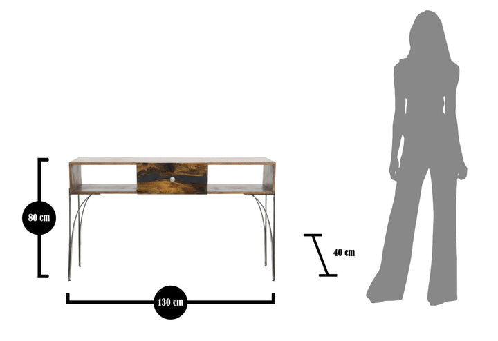 Konsolbord i akacietræ og metal – 130x40x80 cm