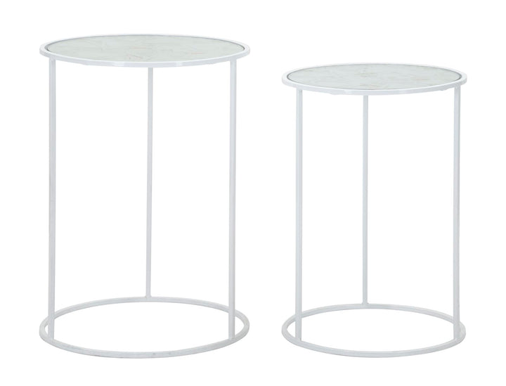 Glam bord, hvid, metal og glas – 43x60 38x55 cm