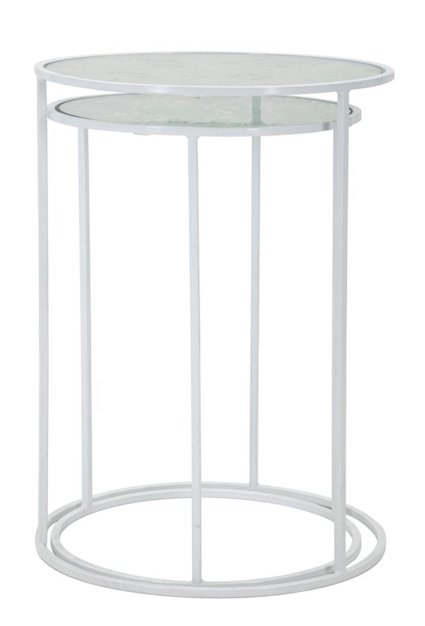 Glam bord, hvid, metal og glas – 43x60 38x55 cm