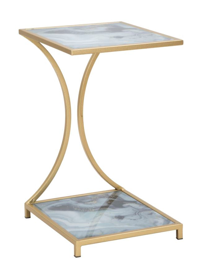 Glam bord i guldfarve, metal mdf og glas – 40x35x60 cm