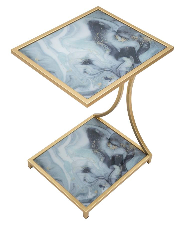 Glam bord i guldfarve, metal mdf og glas – 40x35x60 cm