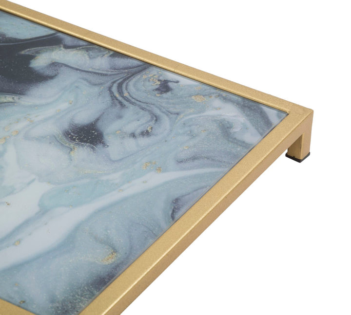 Glam bord i guldfarve, metal mdf og glas – 40x35x60 cm