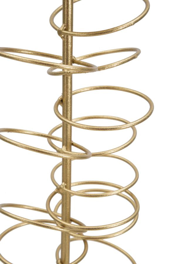 Glam lysestage i guldfarve, metal og marmor – 14x13x50 cm