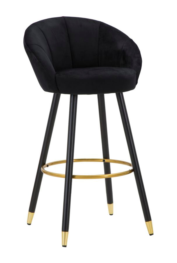 Glam barstol i træ, metal og stof – 55x56x104 cm