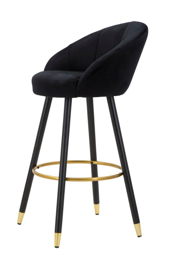 Glam barstol i træ, metal og stof – 55x56x104 cm