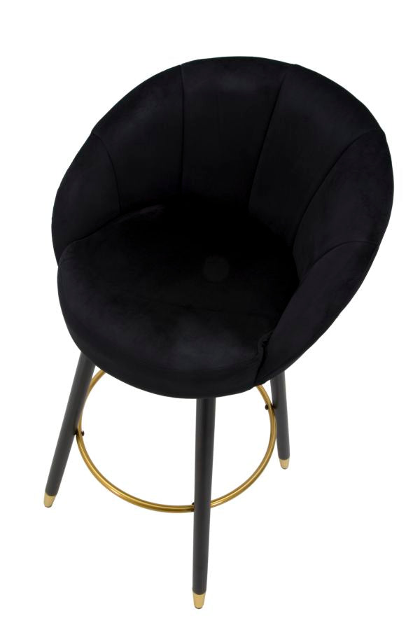 Glam barstol i træ, metal og stof – 55x56x104 cm