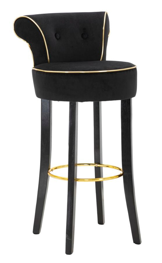 Glam barstol i sort, mdf, fyrretræ, stof – 46x48x96 cm