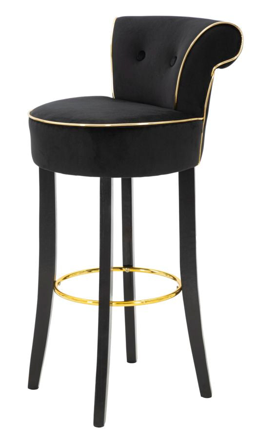 Glam barstol i sort, mdf, fyrretræ, stof – 46x48x96 cm