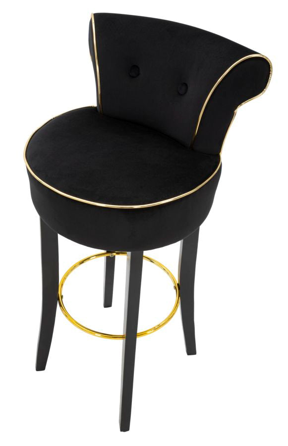 Glam barstol i sort, mdf, fyrretræ, stof – 46x48x96 cm