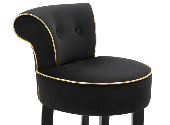 Glam barstol i sort, mdf, fyrretræ, stof – 46x48x96 cm