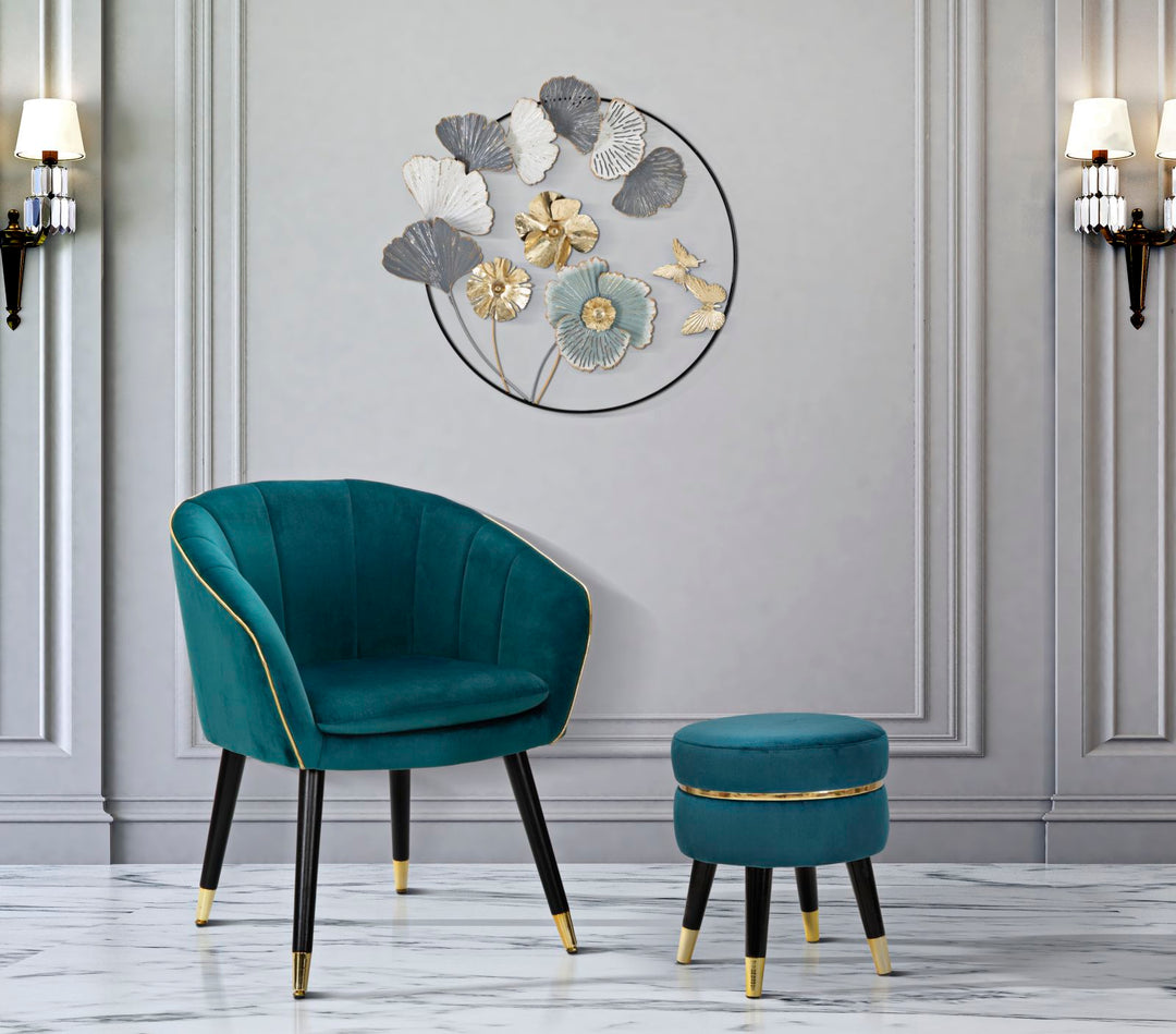 Glam ottoman i fyrretræ, skum, metal and polyester – 35x40x5 cm
