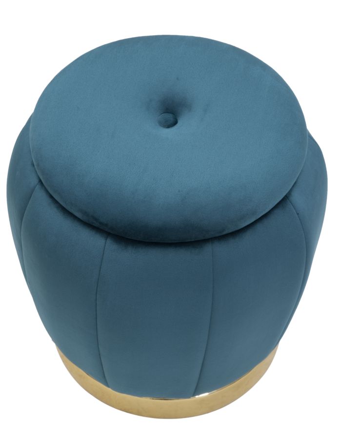Glam taburet i guldfarve, fyrretræ, skum og polyester – 43x43 cm