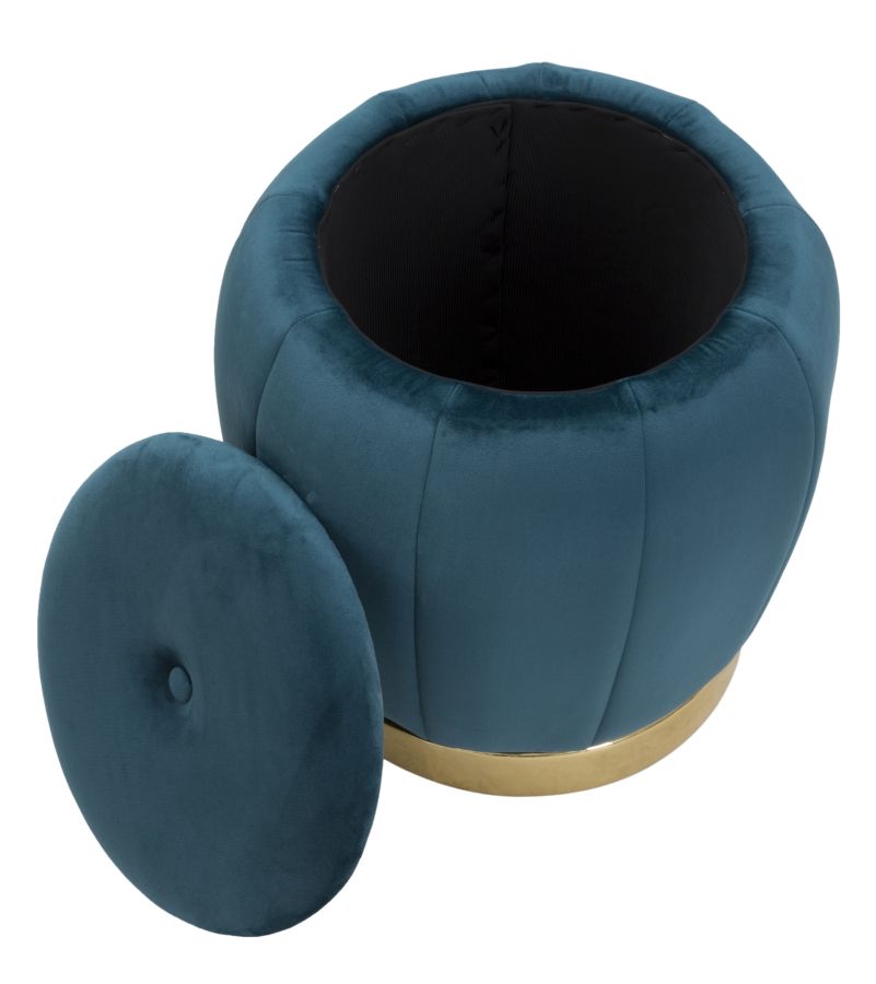 Glam taburet i guldfarve, fyrretræ, skum og polyester – 43x43 cm