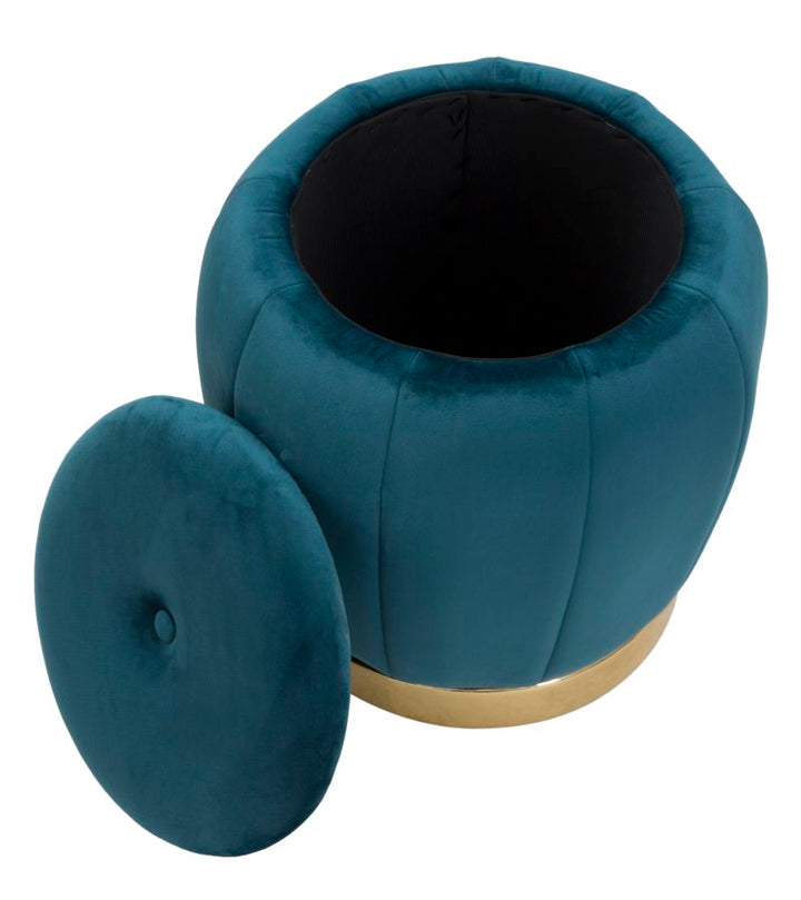 Glam taburet i guldfarve, fyrretræ, skum og polyester – 43x43 cm