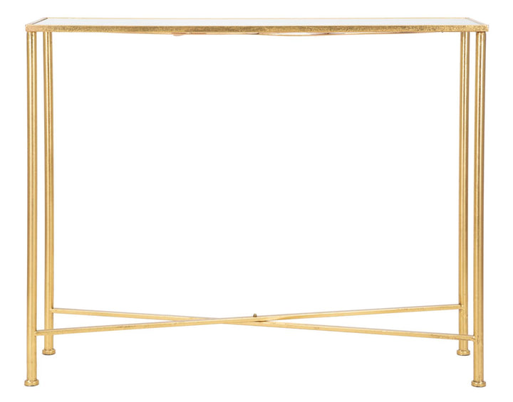 Glam konsolbord i guldfarve, jern og glas – 100x35x80 cm