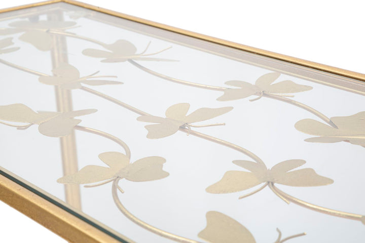 Glam konsolbord i guldfarve, jern og glas – 100x35x80 cm