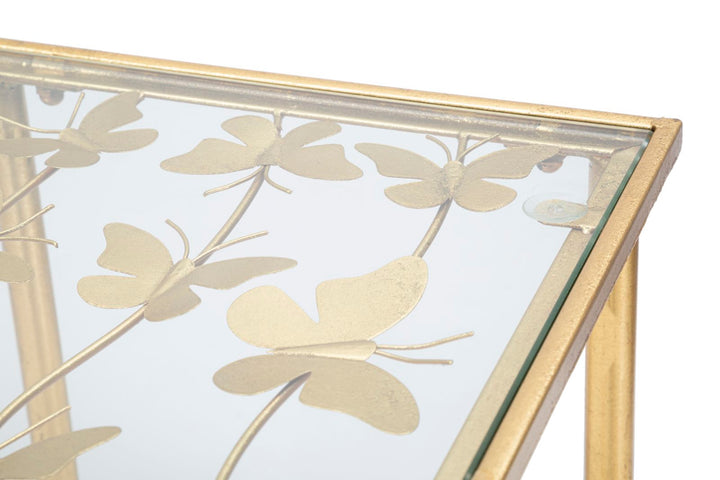 Glam konsolbord i guldfarve, jern og glas – 100x35x80 cm