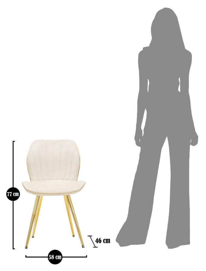 Glam stol i guldfarve, træ, plast og metal – 46x58x77 cm