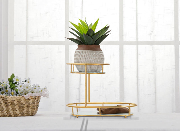 Glam bakke i jern og glas – 36x22x5 cm