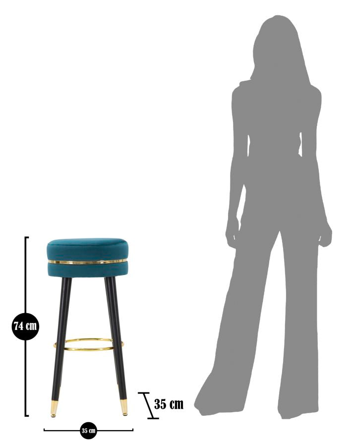 Glam barstol i fyrretræ, metal and polyester – 35x74 cm