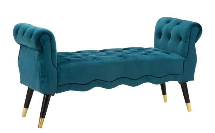Glam bænk i fyrretræ, skum, metal og polyester – 120x40x60 cm