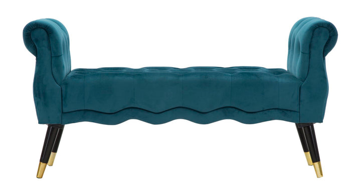 Glam bænk i fyrretræ, skum, metal og polyester – 120x40x60 cm