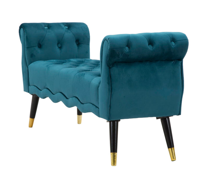 Glam bænk i fyrretræ, skum, metal og polyester – 120x40x60 cm