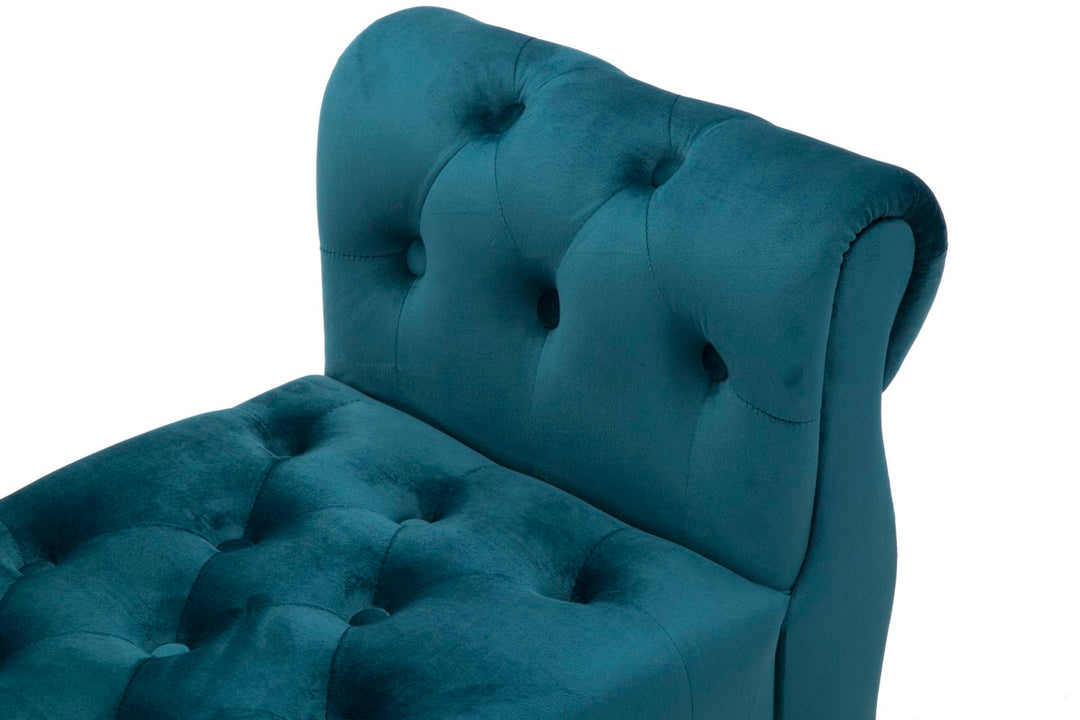Glam bænk i fyrretræ, skum, metal og polyester – 120x40x60 cm