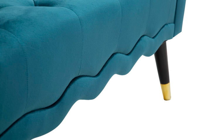 Glam bænk i fyrretræ, skum, metal og polyester – 120x40x60 cm