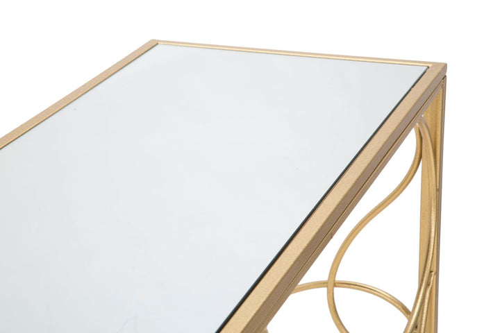Glam konsolbord i guldfarve, metal og MDF – 140x40x80 cm