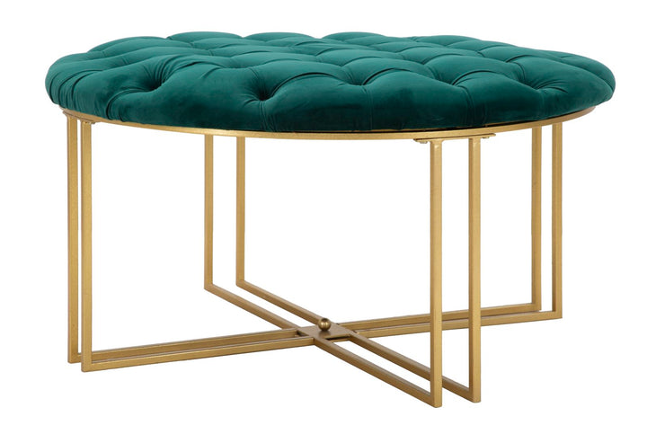 Glam taburet i  metal og stof