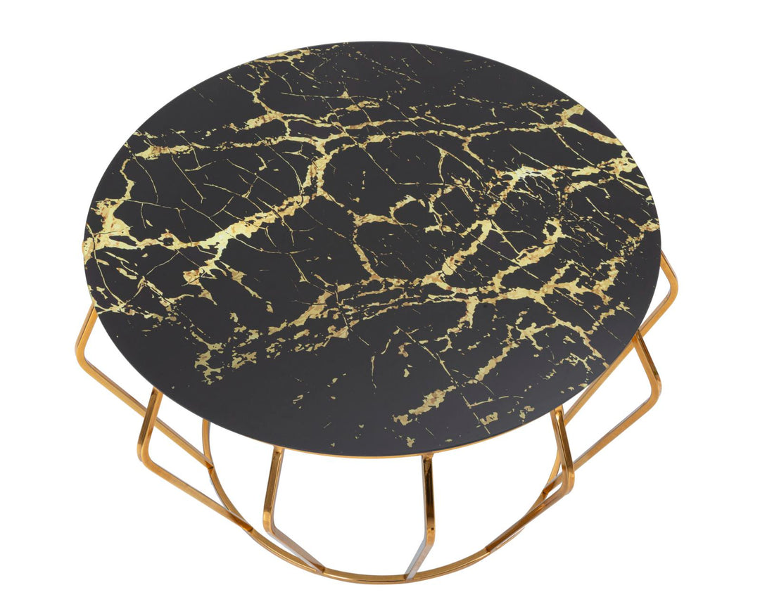 Glam bord i guldfarve af jern og glas – 78x44x5 cm