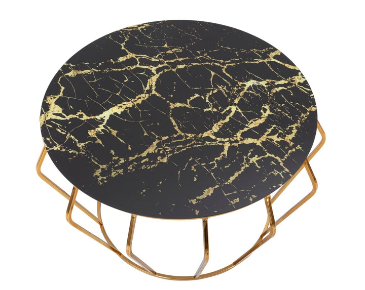 Glam bord i guldfarve af jern og glas – 78x44x5 cm