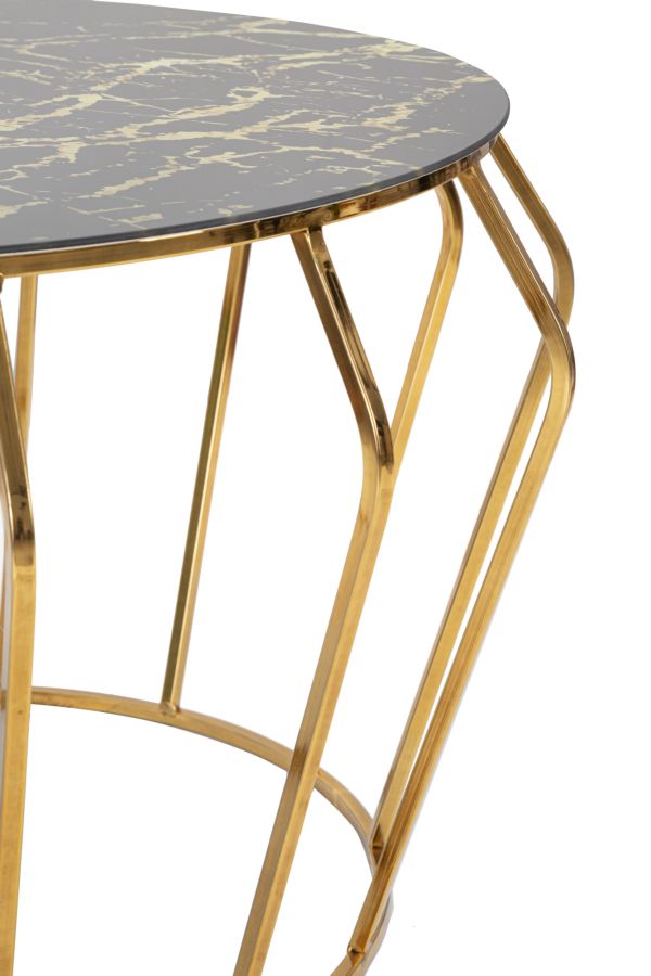 Glam bord i guldfarve af jern og glas – 78x44x5 cm