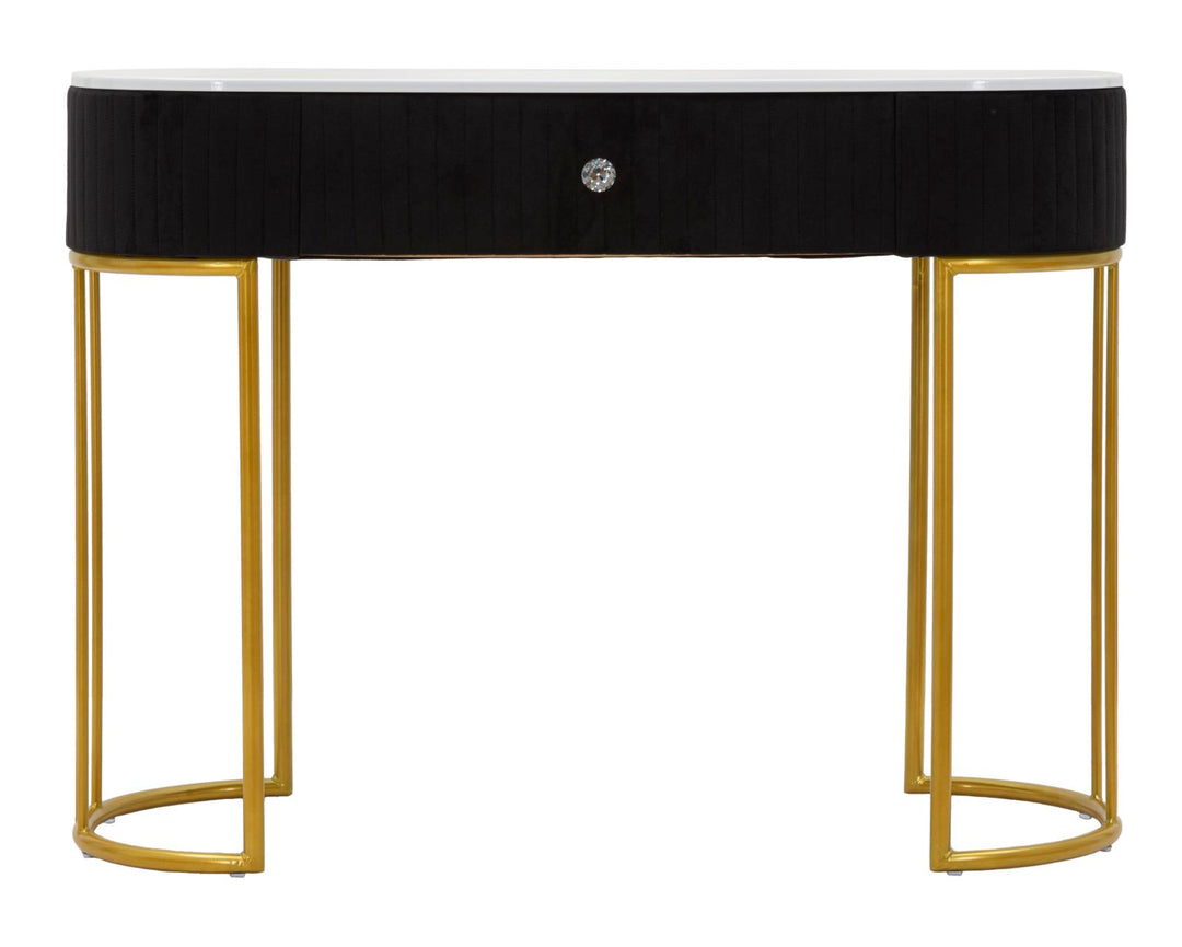 Glam konsolbord, metal, træ og stof – 100x43x74 cm