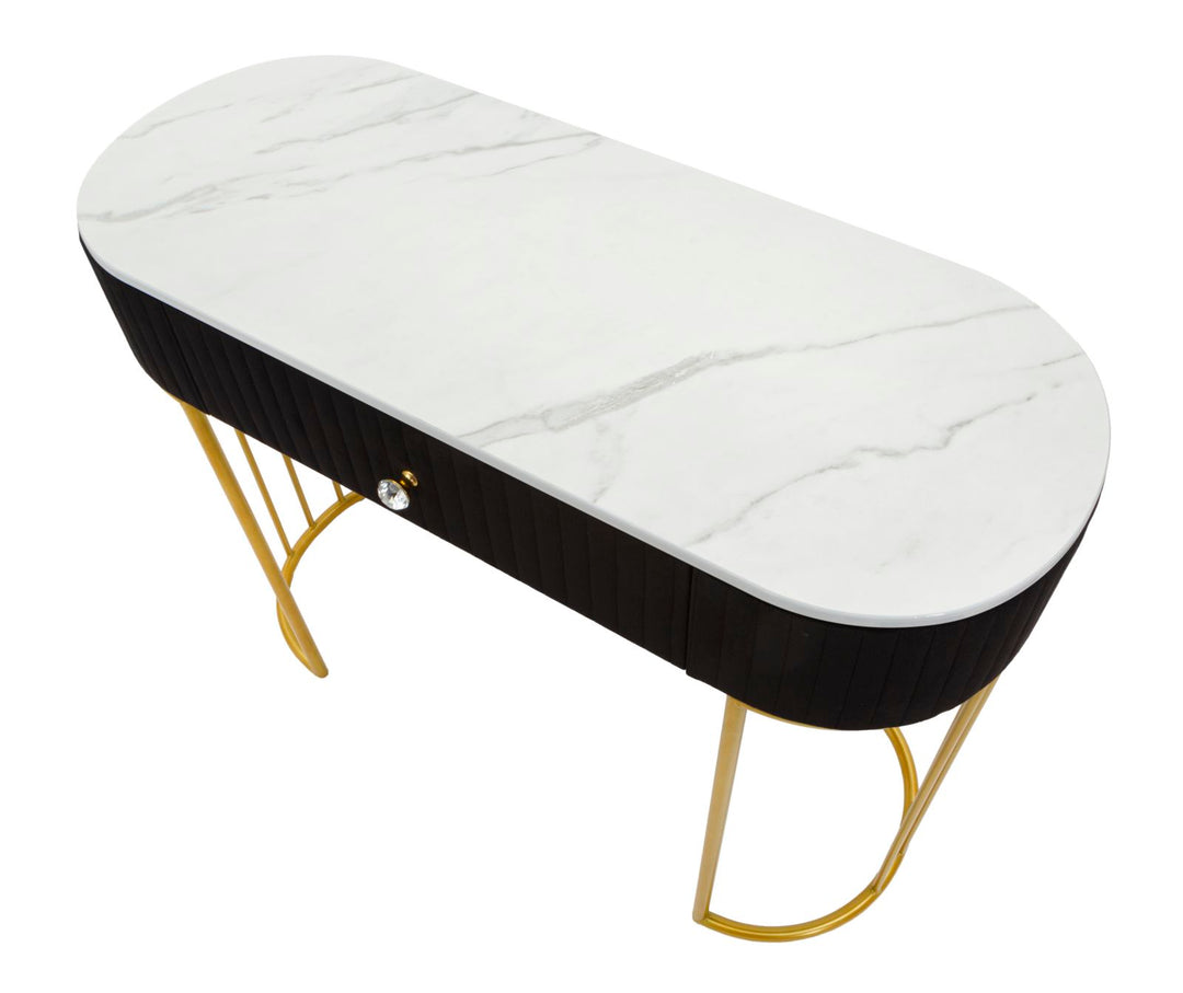 Glam konsolbord, metal, træ og stof – 100x43x74 cm