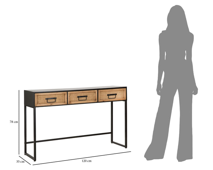 Boho chic konsolbord, metal og mdf – 120x35x78 cm