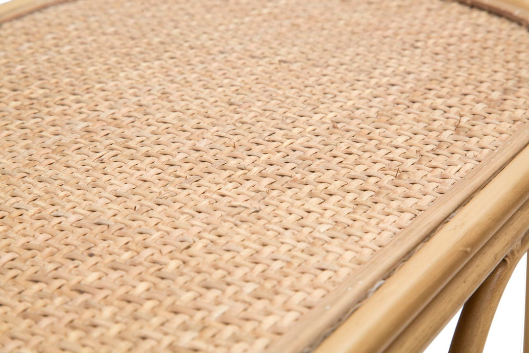 Boho chic konsolbord i jern og rattan – 110x32x77 cm