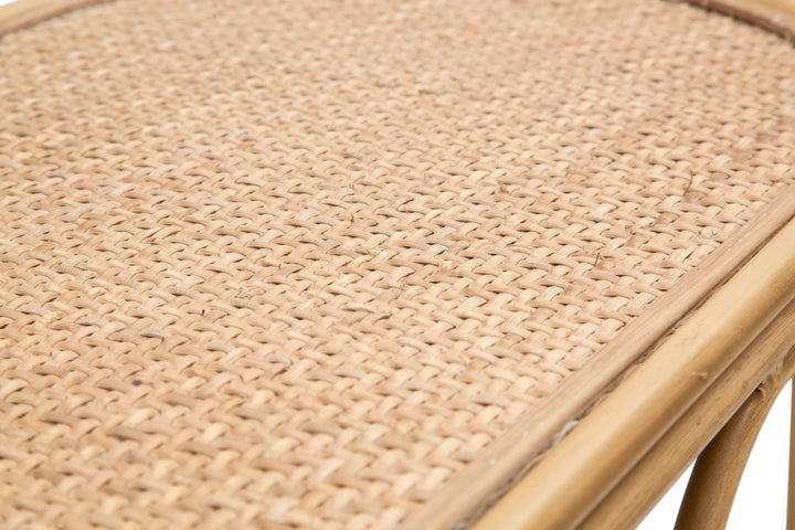 Boho chic konsolbord i jern og rattan – 110x32x77 cm