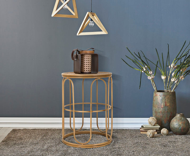 Boho chic bor, metal og rattan – 40x55 cm