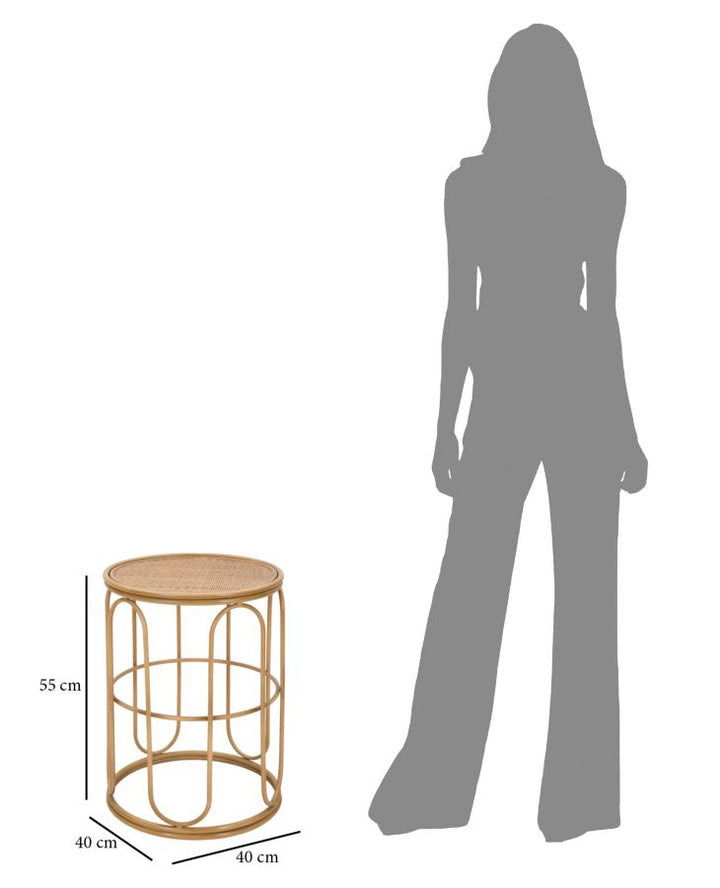 Boho chic bor, metal og rattan – 40x55 cm