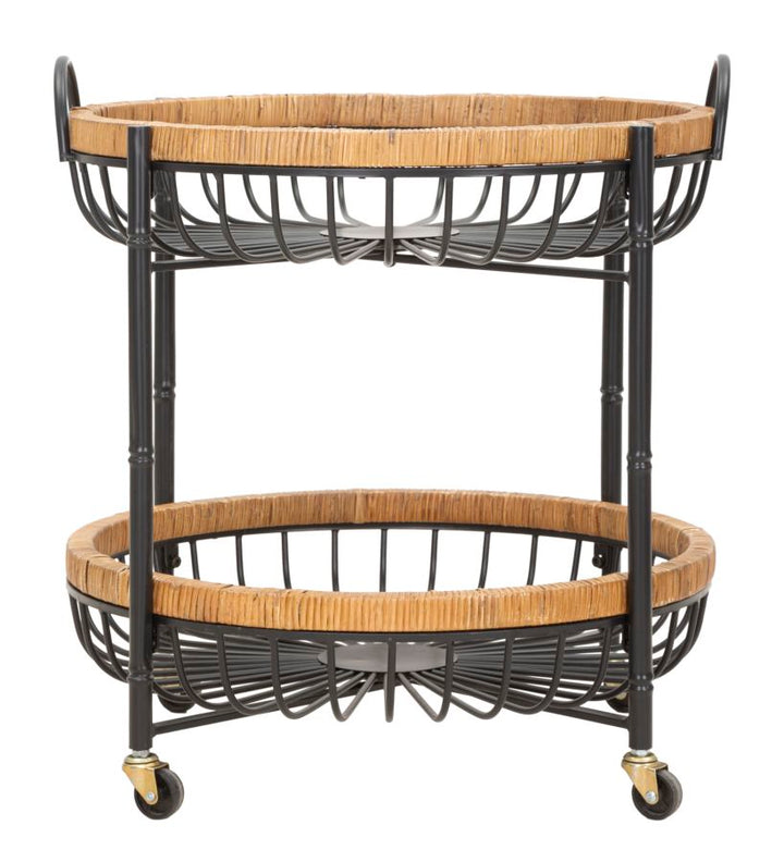 Boho chic sidebord i jern og rattan – 57x55x5 62x5 cm