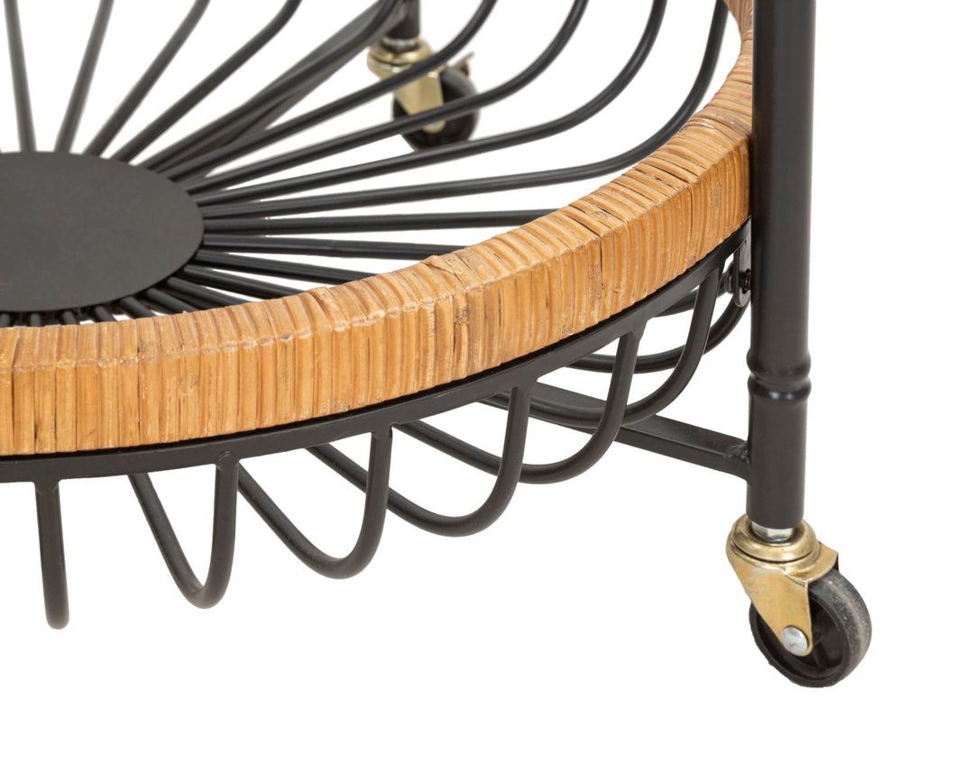 Boho chic sidebord i jern og rattan – 57x55x5 62x5 cm