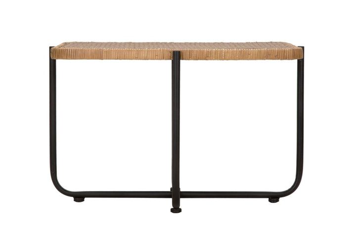 Boho chic bord i jern og rattan – 75x55x46 cm